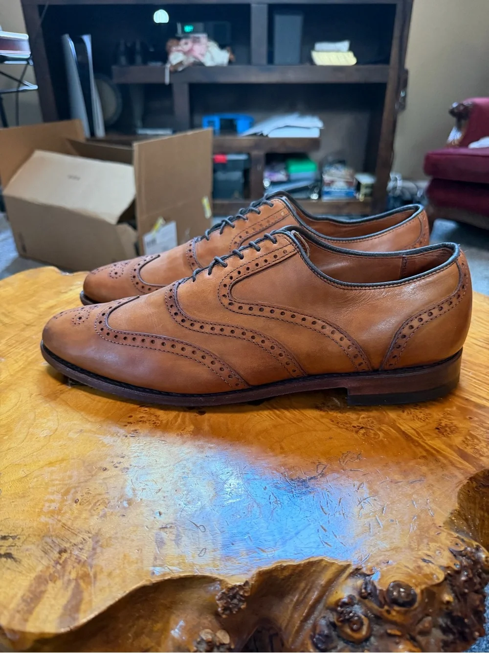Allen Edmonds McClain Men's Wingtip Oxford Shoes Walnut Brown Leather Size 11.5D